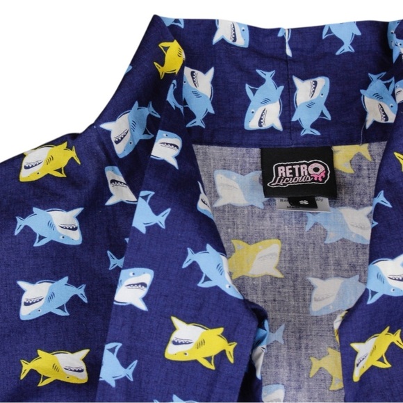 Retrolicious Novelty Shark Tie Halter Top Baby Shark Marine Biology Artsy Size S - Picture 4 of 10